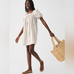 NWT Faherty | Evereve Phoenix Dress in Navy Elroy Stripe, 100% Cotton, Size M